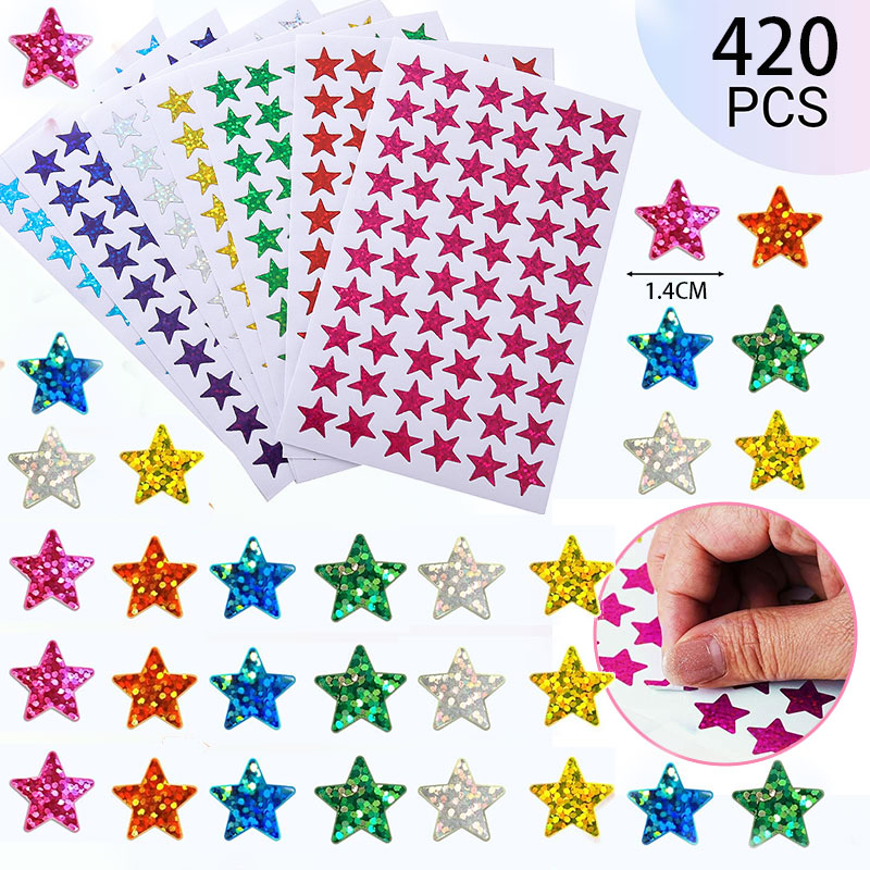 Glitter Vinyl Roll - 420 шт., наклейки со звездами, блестящие