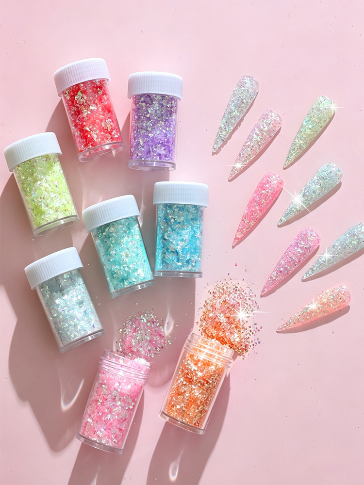 Glitter Vinyl Roll - 8 цветов голографических наклеек-хлопьев для ногтей,
