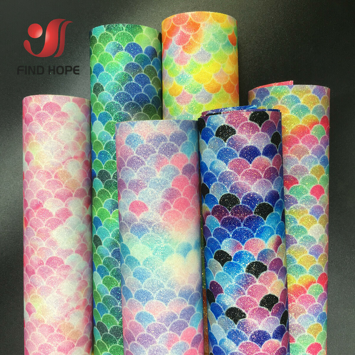 Glitter Vinyl Roll - Русалка Радуга Переливающаяся блестящая ткань синтетическая