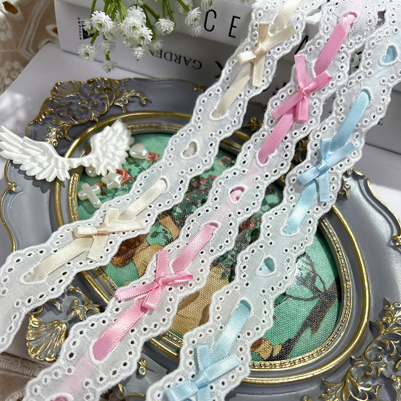 Lace Ribbon Trim - 1 ярд, плиссированное кружево с бантом