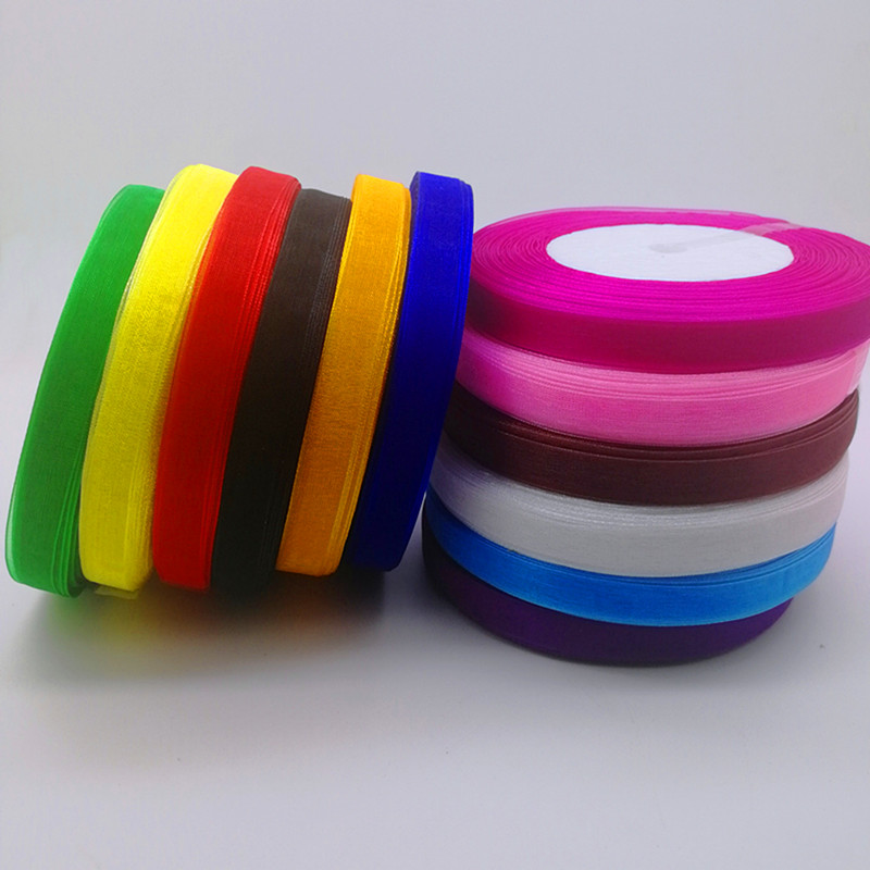 Organza Ribbon Spool - Горячая 10 мм 50 ярдов Катушка