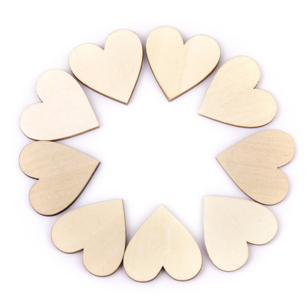 Embellishments For Scrapbooking - 50 шт. деревянных сердечек, гладкие, шлифованные,