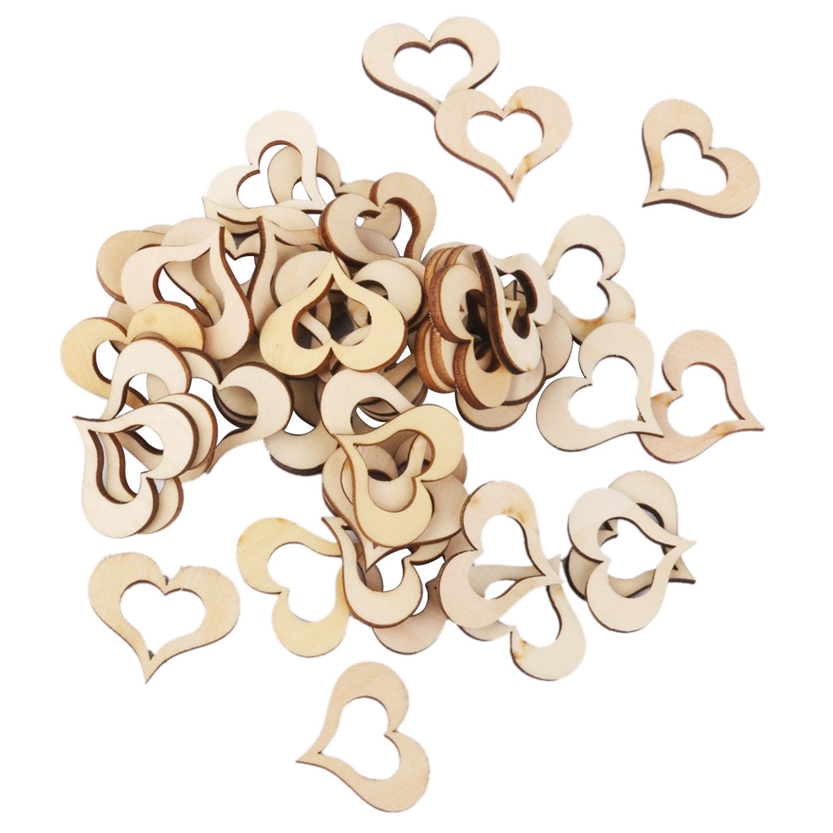 Embellishments For Scrapbooking - 50 шт. деревянных сердечек из липы
