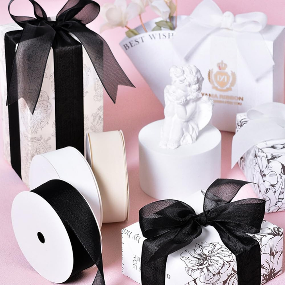 1-дюймовая черная лента из орг – обзор и цена Organza Ribbon Spool