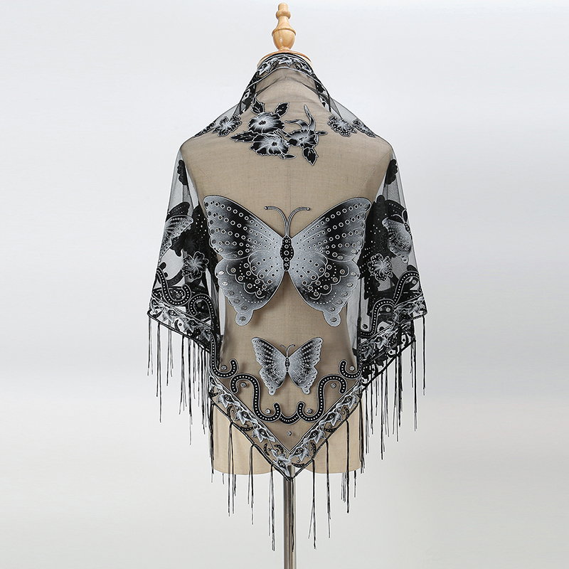 Модный треугольный шарф с выши – обзор и цена Tassel Fringe Trim