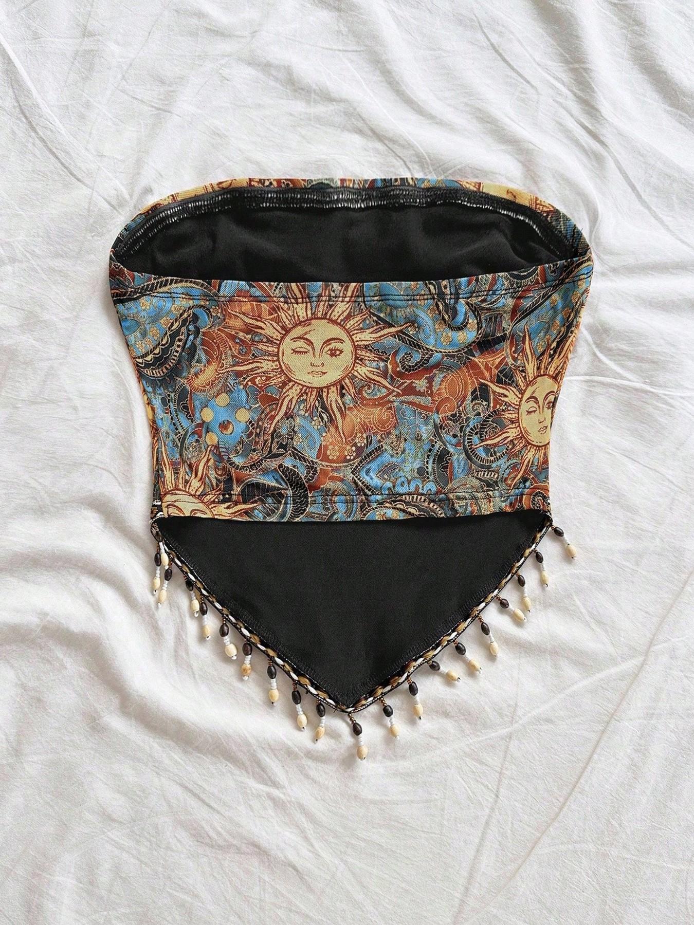 Женский вязаный сетчатый топ б – обзор и цена Beaded Trim Fringe