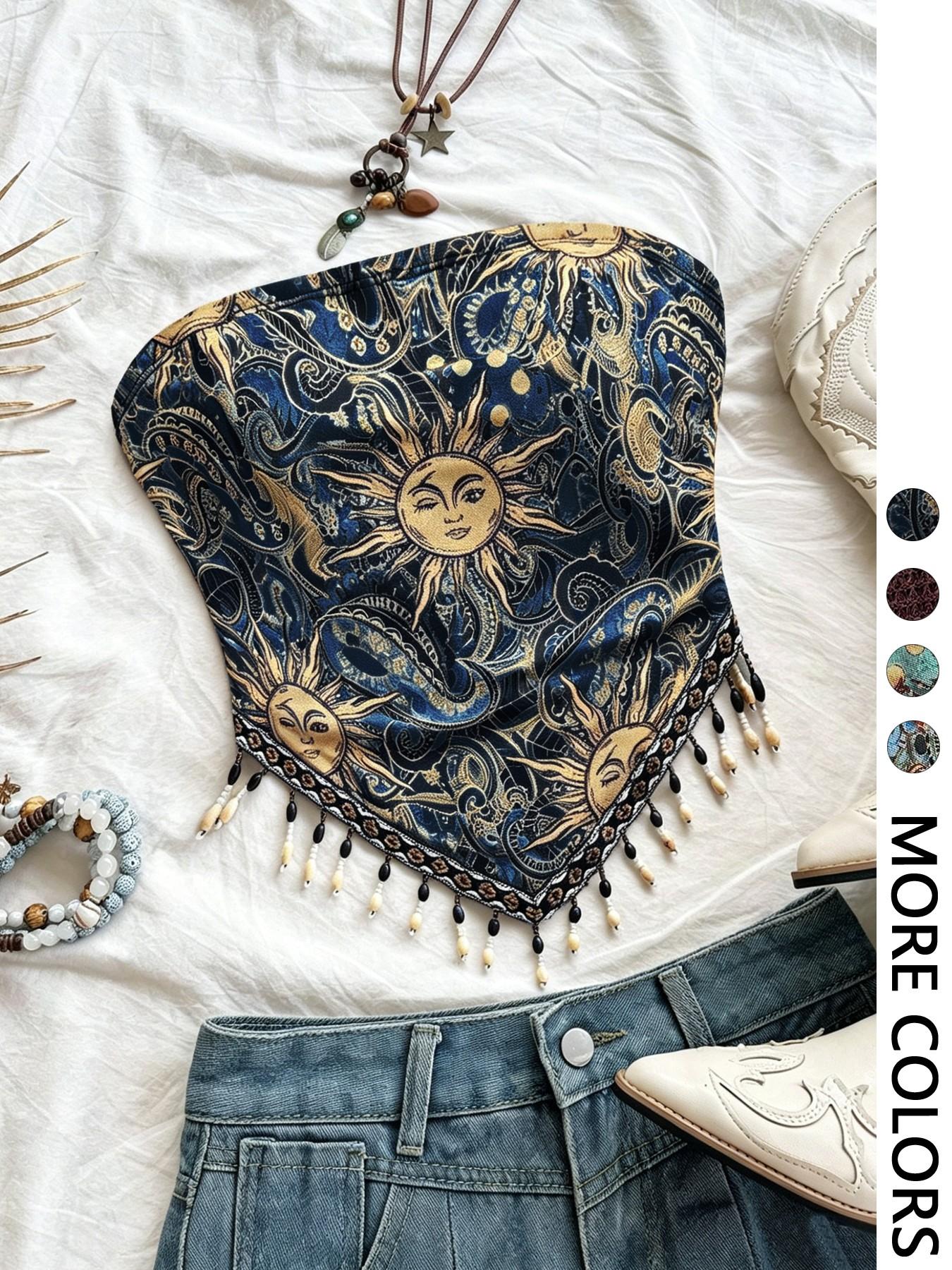 Женский вязаный сетчатый топ б – обзор и цена Beaded Trim Fringe